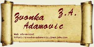 Zvonka Adamović vizit kartica